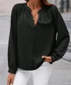 Kadın Uzun Kollu önden Düğmeli Hakim Yaka Ithal Krep Bluz