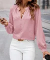 Kadın Uzun Kollu önden Düğmeli Hakim Yaka Ithal Krep Bluz