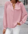 Kadın Uzun Kollu önden Düğmeli Hakim Yaka Ithal Krep Bluz