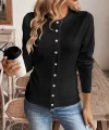 Kadın Uzun Kollu önden Düğmeli Triko Ceket