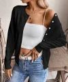 Kadın Uzun Kollu önden Düğmeli Triko Ceket