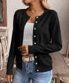 Kadın Uzun Kollu önden Düğmeli Triko Ceket
