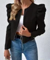 Kadın Uzun Kollu önden Fermuarlı Balon Kol Süet Ceket