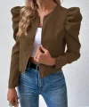 Kadın Uzun Kollu önden Fermuarlı Balon Kol Süet Ceket