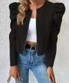 Kadın Uzun Kollu önden Fermuarlı Balon Kol Süet Ceket