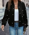 Kadın Uzun Kollu önden Fermuarlı Incili Kısa Modal Ceket