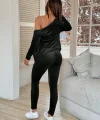 Kadın Uzun Kollu önden Fermuarlı Kadife Bluz Ve Pantolon Ikili Takım