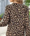 Kadın Uzun Kollu önden Fermuarlı Leopar Desenli Modal Bluz