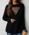 Kadın Uzun Kollu önden File Görünümlü Dekolte Detay Triko Kazak