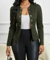 Kadın Uzun Kollu önü Açık Düğmeli Kısa Süet Ceket