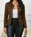 Kadın Uzun Kollu önü Açık Düğmeli Kısa Süet Ceket