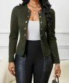 Kadın Uzun Kollu önü Açık Düğmeli Kısa Süet Ceket