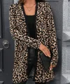 Kadın Uzun Kollu önü Açık Leopar Desenli Modal Ceket
