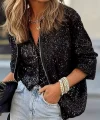 Kadın Uzun Kollu önü Fermuarlı Kısa Pulpayet Ceket