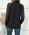 Kadın Uzun Kollu Reglan Kol Detaylı Tüllü Yakadan Bağlamalı Sandy Bluz