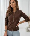 Kadın Uzun Kollu Ribanalı önden Fermuarlı Deri Ceket