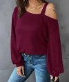 Kadın Uzun Kollu Tek Omuz Askı Detay Salaş Dalgıç Bluz