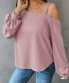 Kadın Uzun Kollu Tek Omuz Askı Detay Salaş Dalgıç Bluz