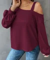 Kadın Uzun Kollu Tek Omuz Askı Detay Salaş Dalgıç Bluz