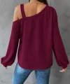 Kadın Uzun Kollu Tek Omuz Askı Detay Salaş Dalgıç Bluz