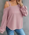 Kadın Uzun Kollu Tek Omuz Askı Detay Salaş Dalgıç Bluz