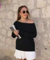 Kadın Uzun Kollu Tek Omuzu Açık Akrilik Bluz