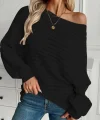 Kadın Uzun Kollu Tek Omuzu Açık Triko Bluz