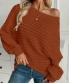 Kadın Uzun Kollu Tek Omuzu Açık Triko Bluz