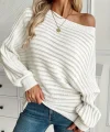 Kadın Uzun Kollu Tek Omuzu Açık Triko Bluz