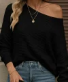 Kadın Uzun Kollu Tek Omuzu Açık Triko Bluz