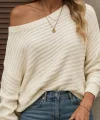 Kadın Uzun Kollu Tek Omuzu Açık Triko Bluz
