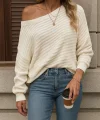 Kadın Uzun Kollu Tek Omuzu Açık Triko Bluz