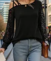 Kadın Uzun Kollu Tek Omuzu çapraz şerit Detaylı Viskon Iki Iplik Bluz