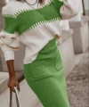 Kadın Uzun Kollu Triko Etekli Takım