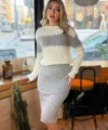 Kadın Uzun Kollu Triko Etekli Takım