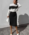 Kadın Uzun Kollu Triko Etekli Takım