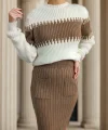 Kadın Uzun Kollu Triko Etekli Takım