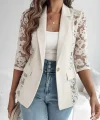 Kadın Uzun Kollu Truvakar Kol önden Düğmeli Cepli Dantelli Atlas Ceket