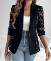 Kadın Uzun Kollu Truvakar Kol önden Düğmeli Cepli Dantelli Atlas Ceket