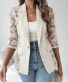 Kadın Uzun Kollu Truvakar Kol önden Düğmeli Cepli Dantelli Atlas Ceket