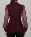 Kadın Uzun Kollu Tül Detaylı Yarım Balıkçı Yaka Kaşkorse Bluz