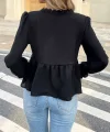 Kadın Uzun Kollu V Dantel Yaka Aerobin Bluz