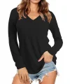 Kadın Uzun Kollu V Yaka Bluz