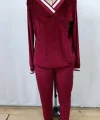 Kadın Uzun Kollu V Yaka Kadife Bluz Ve Pantolon Ikili Takım