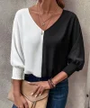 Kadın Uzun Kollu V Yaka Kol Ağzı Gipeli Sandy Bluz