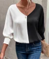 Kadın Uzun Kollu V Yaka Kol Ağzı Gipeli Sandy Bluz