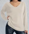 Kadın Uzun Kollu V Yaka Triko Bluz