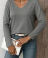 Kadın Uzun Kollu V Yaka Triko Bluz