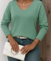Kadın Uzun Kollu V Yaka Triko Bluz