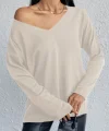Kadın Uzun Kollu V Yaka Triko Bluz